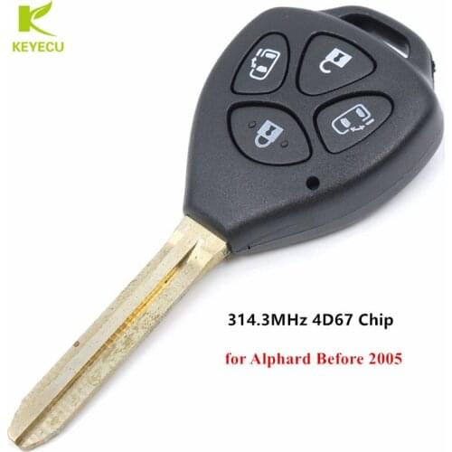 KEYECU Replacement Remote Key Fob 4 Button 314.3MHz With 4D67 Chip for Toyota Noah Voxy Estima Alphard 2001 2002 2003 2004