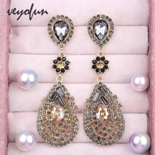 Veyofun Classic Crystal Rhinestone Drop Earrings Vintage Wedding Party Dangle Earrings Jewelry for Woman New Wholesale