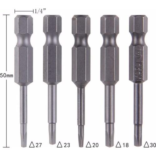 5Pcs/Set Magnetic Triangle Head Screwdriver Bit 1/4" S2 Steel Anti Slip Hex screw equipment Electric Power Tool Accessories