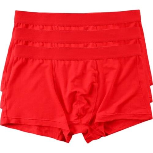 Mens big red underwear bamboo fiber Er Bennian square Angle red pants