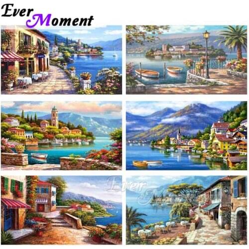 Ever Moment Diamond Painting Scenery River Mountain Diamond Embroidery Full Square Resin DIY Cross Stitch Art Kit ASF2079