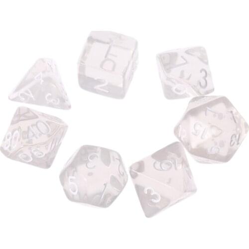Set Of 7 Sided Polyhedral Dice For RPG DND D&D D4-D20 Clear