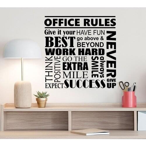 Office Rules Wall Decal Motivational Poster Office Sign Teamwork Success Quote Vinyl Sticker Business Decor Work Home Mural D704