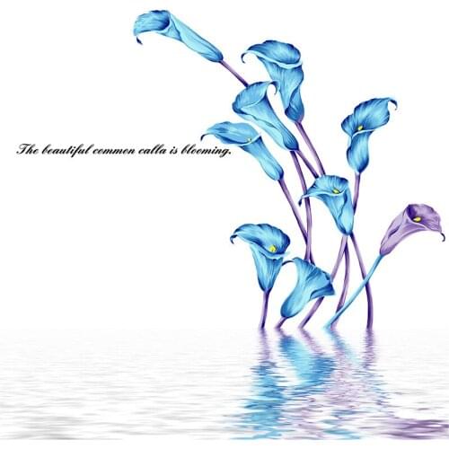 Window paper sliding door toilet bathroom decal calla lily with frosted glass film home flower decoration mural