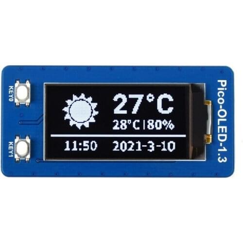 Raspberry Pi Pico 1.3inch OLED Display Module with 64×128 Pixels SPI/I2C Interface