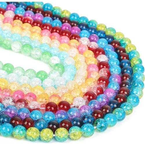Multicolor Cracked Crystal Natural Stone Beads Round Loose Beads For Jewelry Making DIY Bracelet Earring For Needlework 6-12 MM