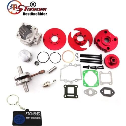 STONEDER Red Pocket Bike 44mm Big Bore Kit Cylinder Assy For 2 Stroke 47cc 49cc Engine Chinese Minimoto Mini Dirt ATV Quad