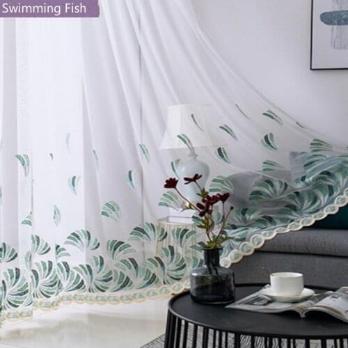 High-grade White Embroidery Voile Tulle Flower Screens European Style Sheer for Bedroom Living Room Deco Drape Windows Curtains