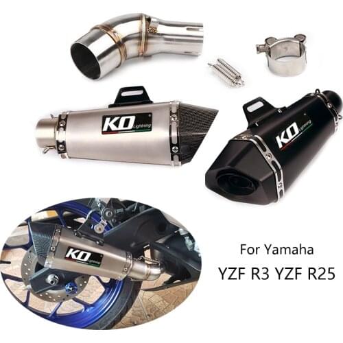 For Yamaha R3 R25 YZF R3 Exhaust Pipe Motorcycle Mid Link Tube Slip On 51mm Muffler Tips Removable DB Killer Escape Steel