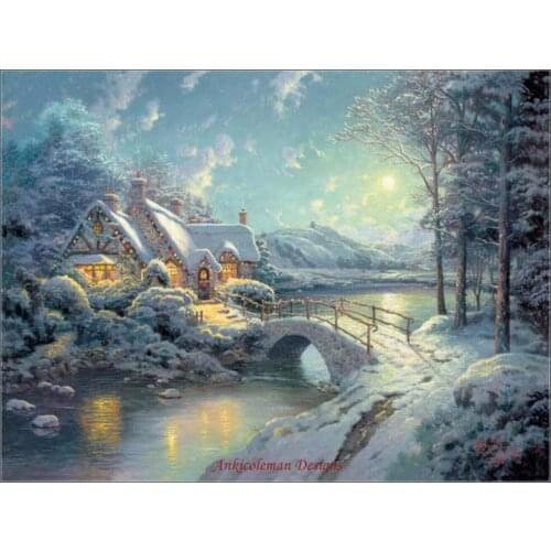Needlework for Embroidery DIY French DMC High Quality - Counted Cross Stitch Kits 14 ct Oil painting - Christmas Cottage 2