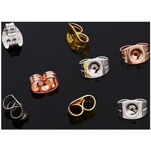 100pcs/lot Stainless Steel Earring Back Plug Earring Settings Base Ear Studs Back Ear Stopper for DIY Jewelry Earring Findings