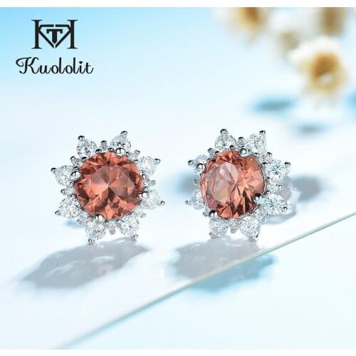 Kuololit Diaspore Gemstone Stud Earrings For Women Solid 925 Sterling Silver Created Color Change Earrings Fine Jewelry Gifts