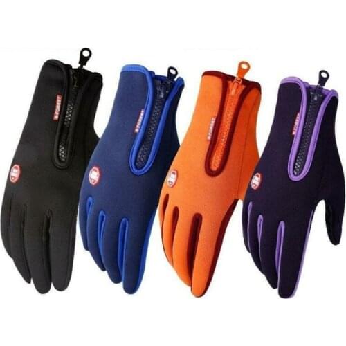 Women Winter Gloves Cool Zipper Touch Screen Windproof Waterproof Outdoor Sport Driving Gloves