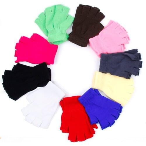 Ladies Winter Fingerless Gloves Mittens Solid Color Fingerless Half Fingers Warm KnitMagic Gloves Mittens Unisex Gloves