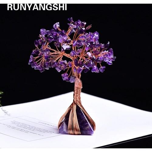 1pc Healing Crystal Money Tree with dream amethyst Pyramid Base Home Office Decoration for Wealth and Luck