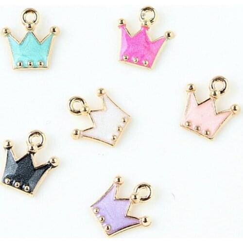 100PCS Alloy Colorful Enamel Crown Pendant Enamel Charms DIY Accessories For Handmade Fashion Necklace,Keychains Earrings