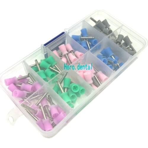 100pcs Dental Prophy Cup Rubber Polish Polishing Tooth Latch Type Mixed Color