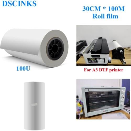 100U 30cm*100m Roll PET film Double Sided DTF Film printing direct transfer film 100U thickness transparent Film transfer