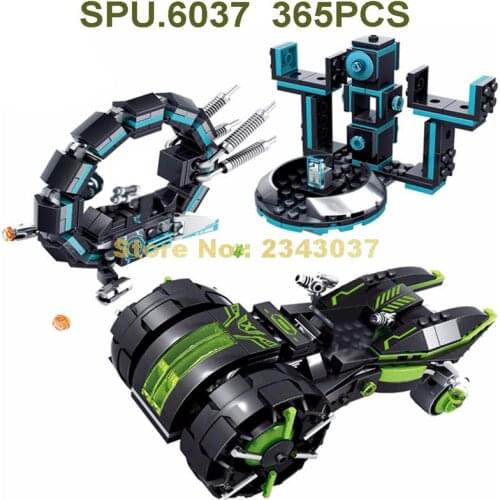 6602 365pcs Technology Urban Future Police Motorcycle 3 Dolls Building Blocks Toy