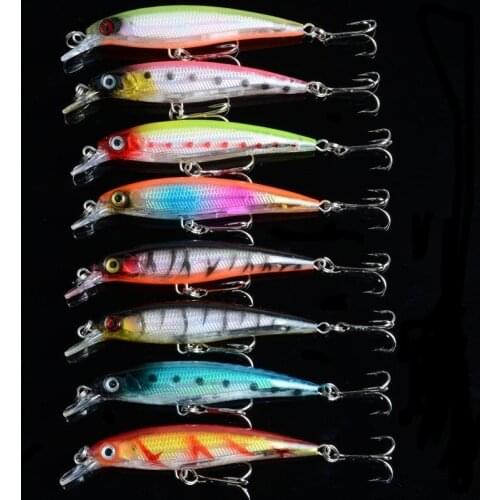 8Pcs/Lot 8.5cm/7.2g Hard Plastic Minnow Lure 3D Eyes Crankbait Wobbler Artificial Laser Swim Bait For Boat Sea Fishing Tackle