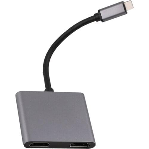 Type-C Hub to Dual HDMI-Compatible 4K USB C Converter Adapter for , Air/iPad Pro, Dell XPS 13/15,Surface Pro 7/Go