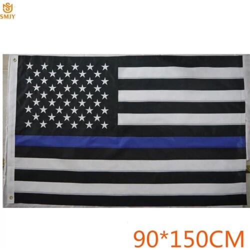 American Thin Blue Line Flag 90*150cm Epoxy Buckle Bar Party Decoration Flag Banner