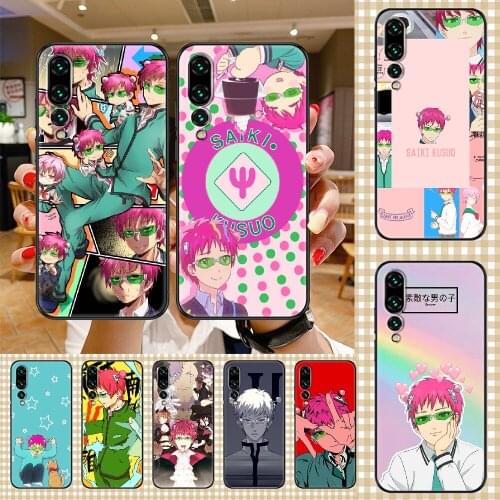 Anime Saiki Kusuo no Psi Nan Phone case For Huawei P Mate P10 P20 P30 P40 10 20 Smart Z Pro Lite 2019 black painting bumper tpu