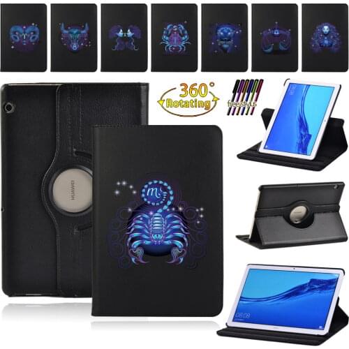 360 Rotating Case for Huawei MediaPad T3 10 9.6" Tablet Stand Cover for MediaPad T5 10 10.1" Shockproof Case + Stylus