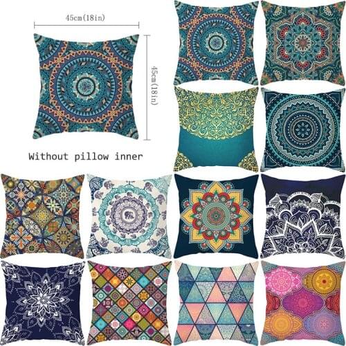Bohemian Pattern Polyester Printing Decorative Pillowcase Mandala Pillow Cover For Car Sofa Decor Pillowcase Home Pillow 45x45cm