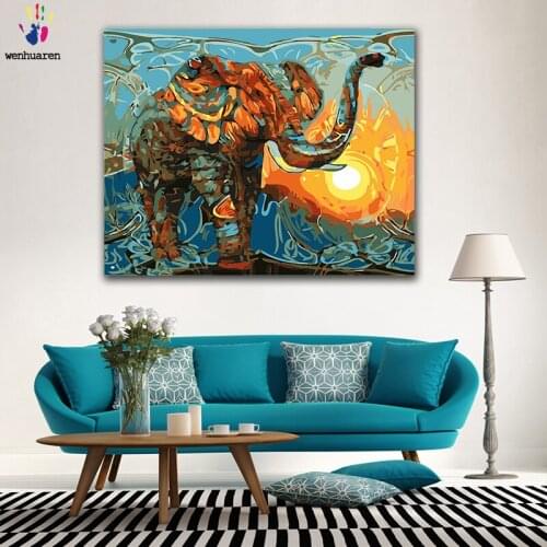 DIY colorings pictures by numbers with colors Elephant and giraffe abstract picture drawing painting by numbers framed Home