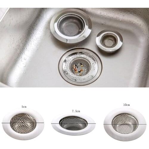 Stainless Steel Bathtub Hair Drain Kitchen Bathroom Floor Filter Strain Slag Cleaner Food For Shower Trap Kitchen Sink Filter
