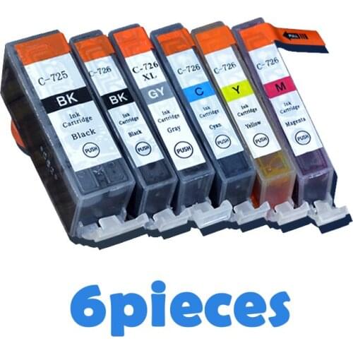 6pcs PGI725 CLI726 ink cartridges For canon PGI 725 CLI 726 IP4870 IP4970 IX6560 MG5170 MG5270 MG5370 MG6170 MG6270 printers