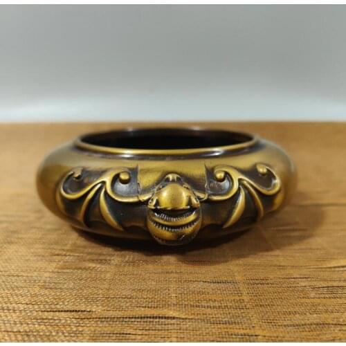 China brass bat Incense burner crafts statue