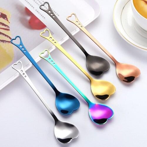 Stainless steel coffee spoon creative porous love mixing spoon dessert small spoon ice cream spoon restaurant hotel supplies