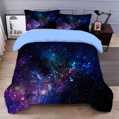 Outer space Galaxy print Bedding Duvet cover Sets 4 Piece Twin Full Queen King Russian European size Ultra Soft Bed sheet Set