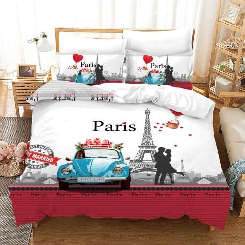 Eiffel Tower In Paris Bedding Set Romantic Valentines Day Duvet Cover Nordic Bed Cover 150 Comforter Set King Size Quilt Cover