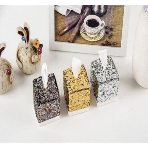 Candy box bag chocolate paper gift package for Birthday Wedding Party favor Decor supplies DIY baby shower shiny golden