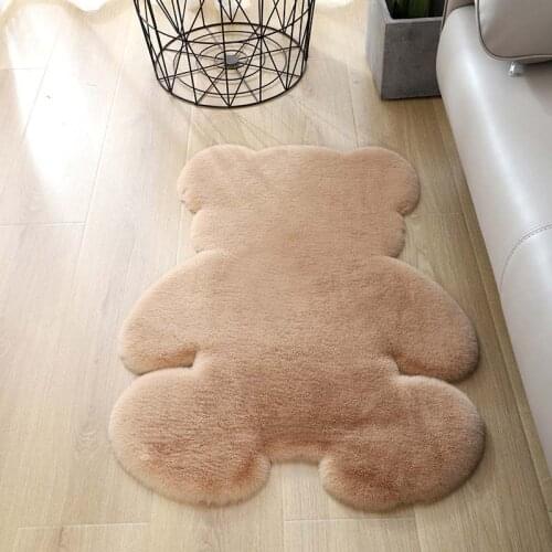 60cm *80cm Bear Rug Super Soft Silk Carpet Indoor Modern Living Room Bedroom Rug Anti Skid Soft Mat Gray White Brown Children
