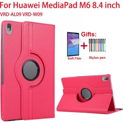 360 Degree Rotating Leather Case For Huawei MediaPad M6 8.4 2019 Cover For M6 8.4 inch Tablet Stand Case VRD-AL09 VRD-W09 Funda