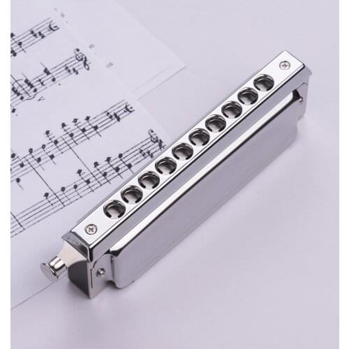 Swan SW1040 Steel Beginner Harmonica 10 Holes 40 Tones Key of C Silver Chromatic Easy-Carrry Woodwind Instruments