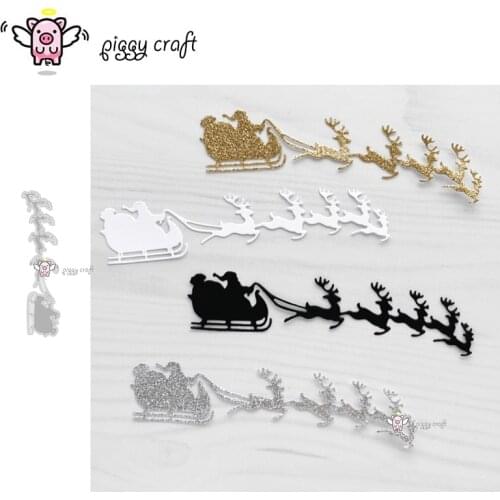 Piggy Craft metal cutting dies cut die mold Christmas santa sleigh deer Scrapbook paper craft knife mould blade punch stencils
