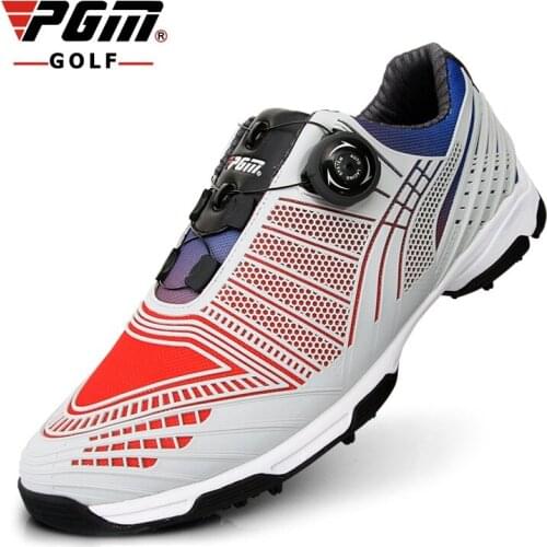 Pgm Golf Mens Shoes Comfortable Knob Lock Golf Sneakers Mens Waterproof Leather Spikers Skidproof Training Shoes AA51039