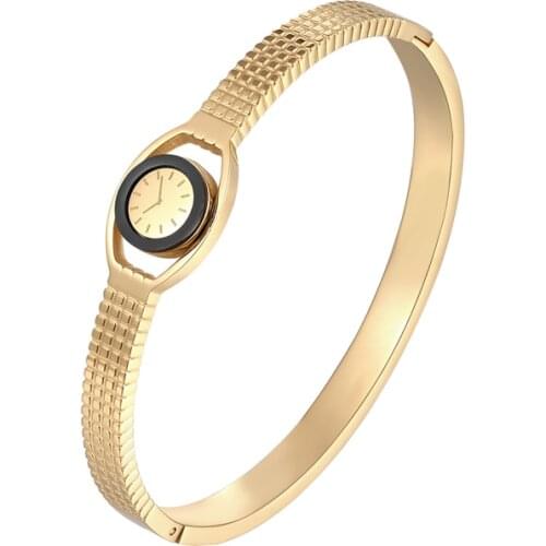 New Arrival Imitation Watch Shape Woman Bangle Bracelet Stainless Steel Jewelry Woman Bracelet Gift for Women