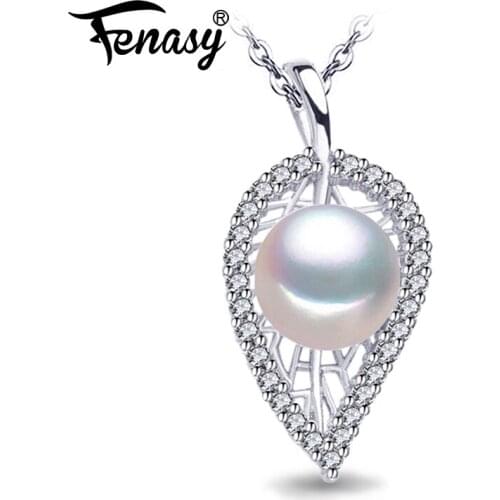 FENASY Natural Pearl Necklace For Women Pearl Jewelry Personalized Pendant With Chain Cubic Zirconia Choker Necklace Wholesale