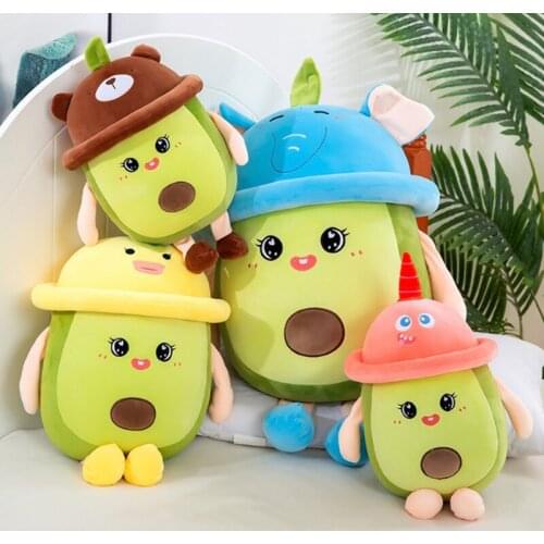Kaneng plush toys wear hats and transform into avocado large fruit doll pillow dolls for girls birthday gifts