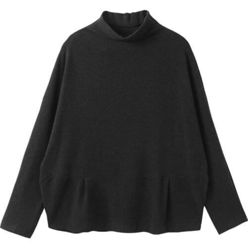 Casual Loose Ladies Sweater 2020 Autumn Winter New Korean Version Large Size Solid Color Semi-high Collar Bottoming Shirt A854