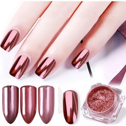 Rose Gold Nail Glitters Powder 0.2g Mirror Mermaid Shining Chrome Pigment Nail Glitter Powder Manicure DIY Nail Art Decoratin