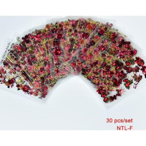 30 PCS hot sale 2018 new arrival fashion Butterfly 3D water nail sticker removable nails art decals beauty accessory 5*6