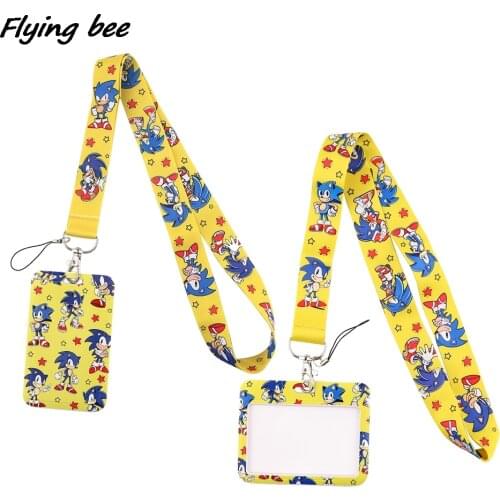 Flyingbee X1964 Yellow Cartoon Boy Lanyard Credit Card ID Holder Badge Student Kids Travel Bank Bus Business Card Cover Badge