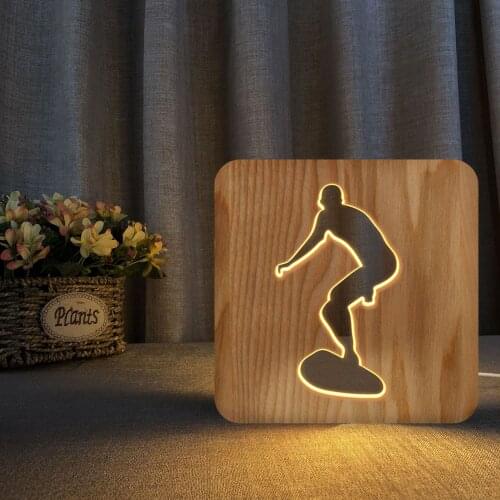 Sports Surfing Wooden Headlight Wooden Craftwork Decorative Table Lamp Night Light